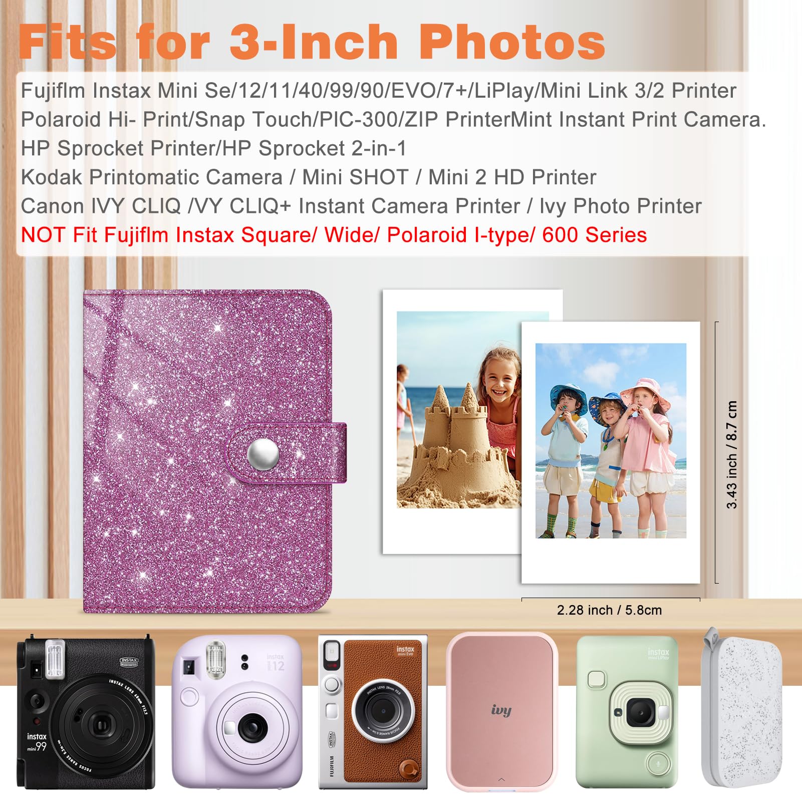 Foto 3 pulgar | Álbum De Fotos Fintie Mini Para Películas De 2 X 3 Pulgadas, 52 Bolsillos, Color Morado - Venta Internacional.