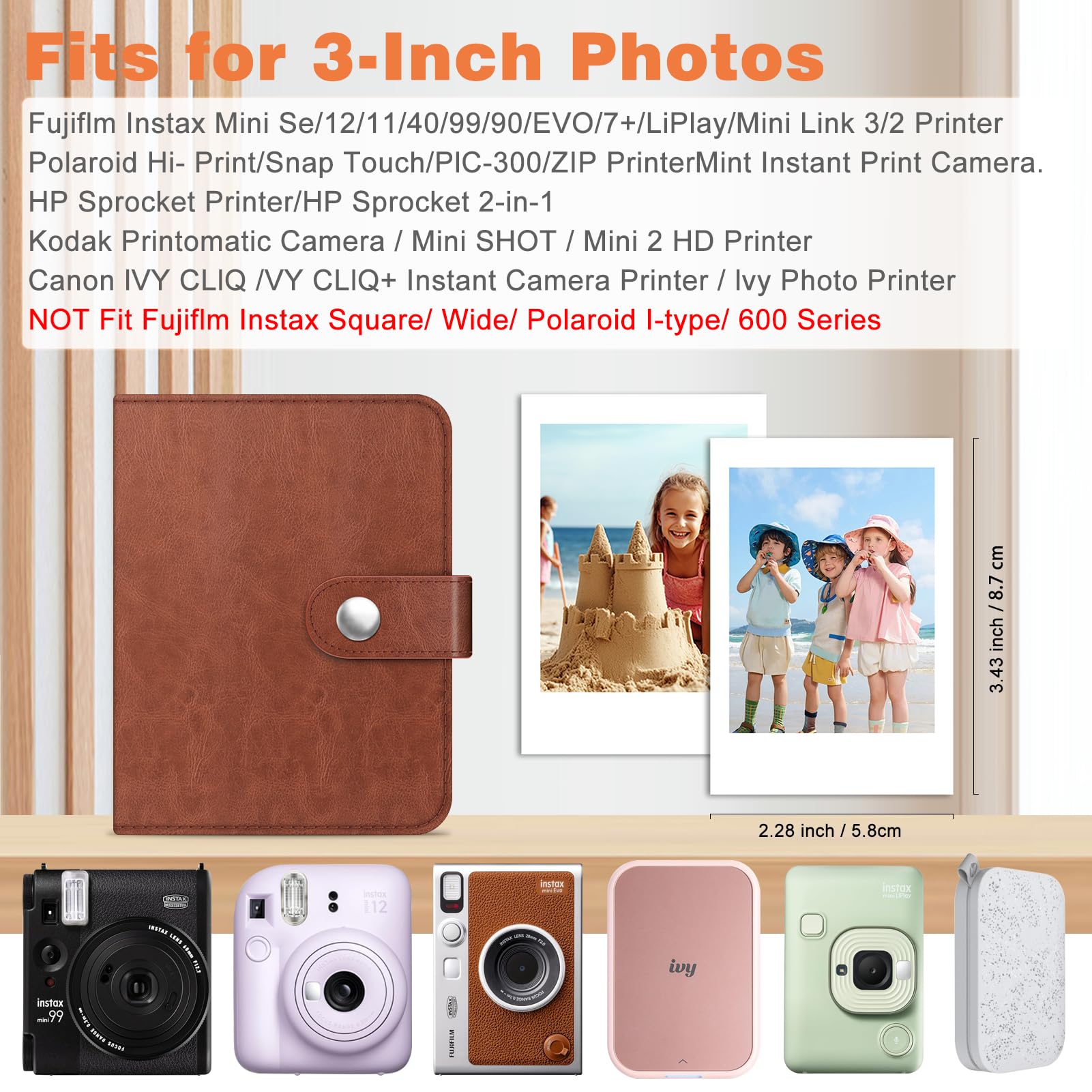 Foto 3 pulgar | Álbum De Fotos Fintie Mini Para Películas De 2 X 3 Pulgadas, 52 Bolsillos, Marrón - Venta Internacional.