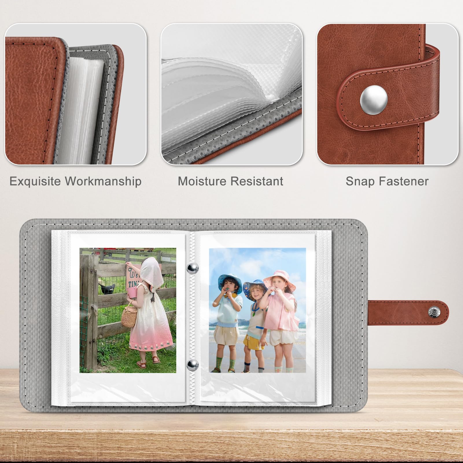 Foto 4 pulgar | Álbum De Fotos Fintie Mini Para Películas De 2 X 3 Pulgadas, 52 Bolsillos, Marrón - Venta Internacional.