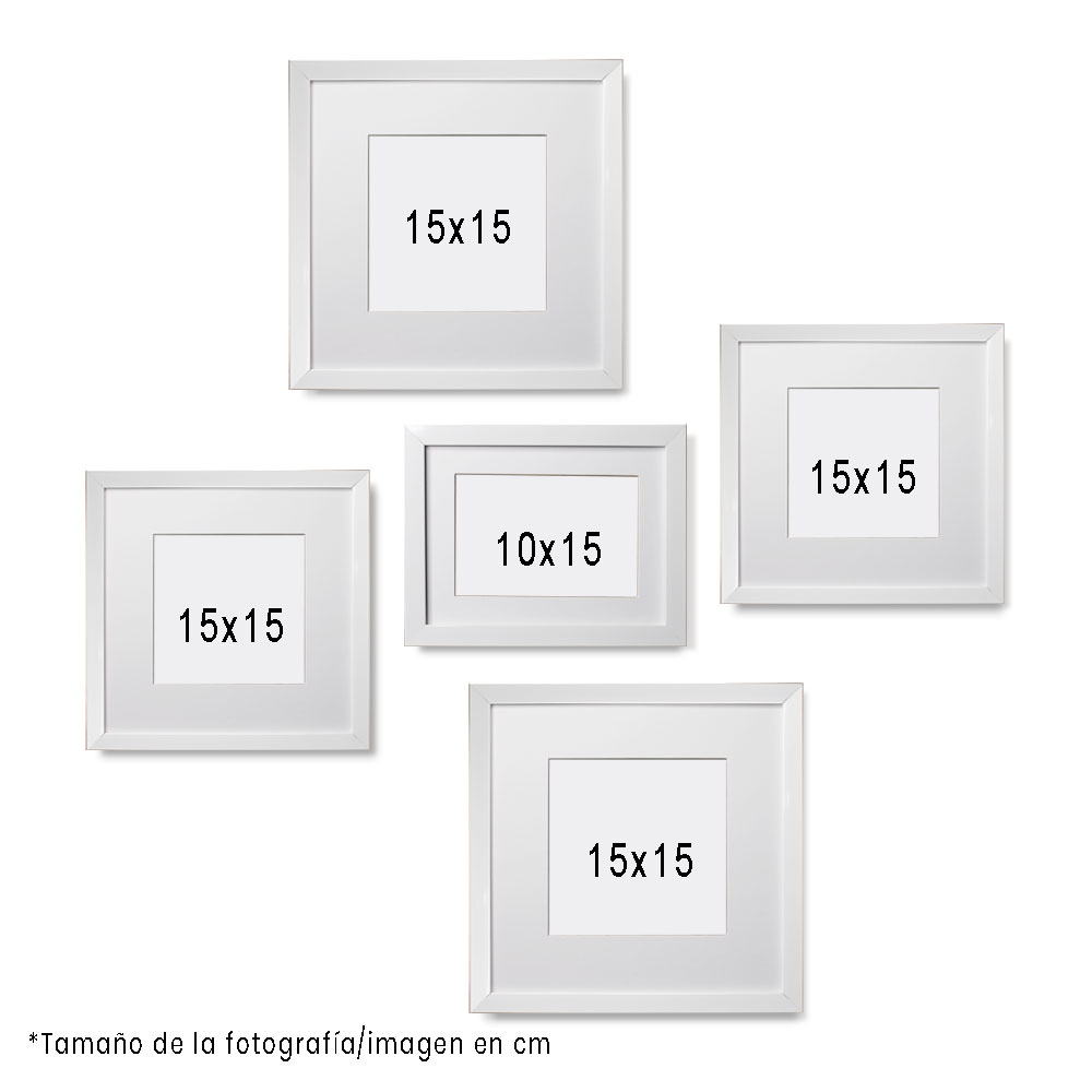 Foto 3 pulgar | Set de 5 Marcos para Fotografías Paspartú Frames Marco Blanco con Cristal