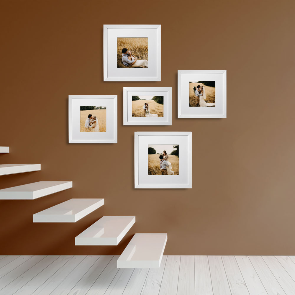 Foto 4 pulgar | Set de 5 Marcos para Fotografías Paspartú Frames Marco Blanco con Cristal