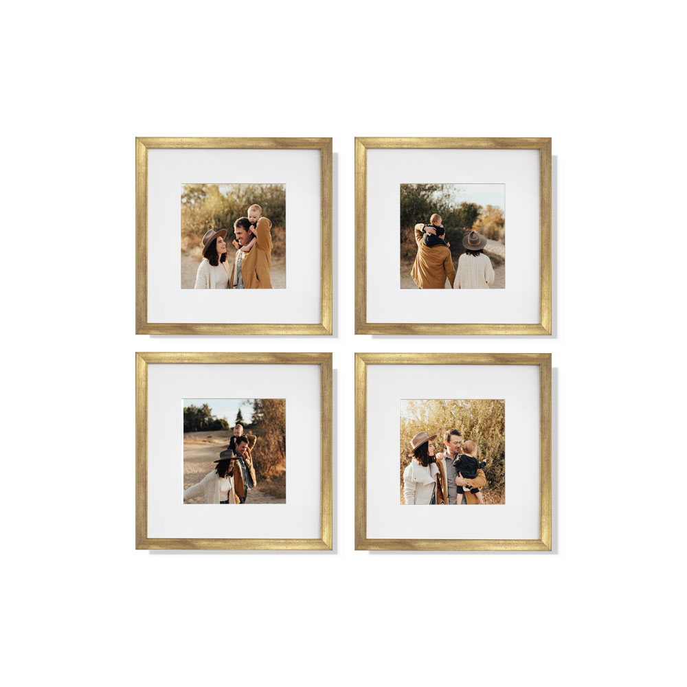 Foto 2 pulgar | Set De 4 Marcos Para Fotografías Paspartú Frames Marco Dorado Con Cristal