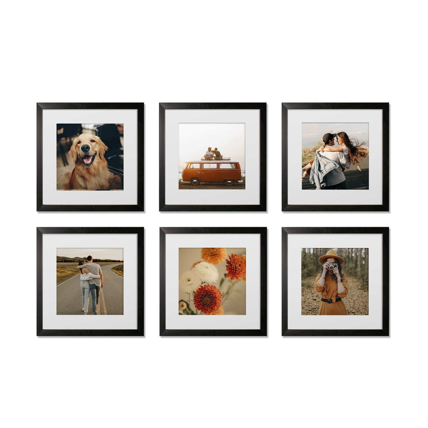 Foto 1 | Set de 6 Marcos para Fotografías Paspartú Frames Marco Negro con Cristal