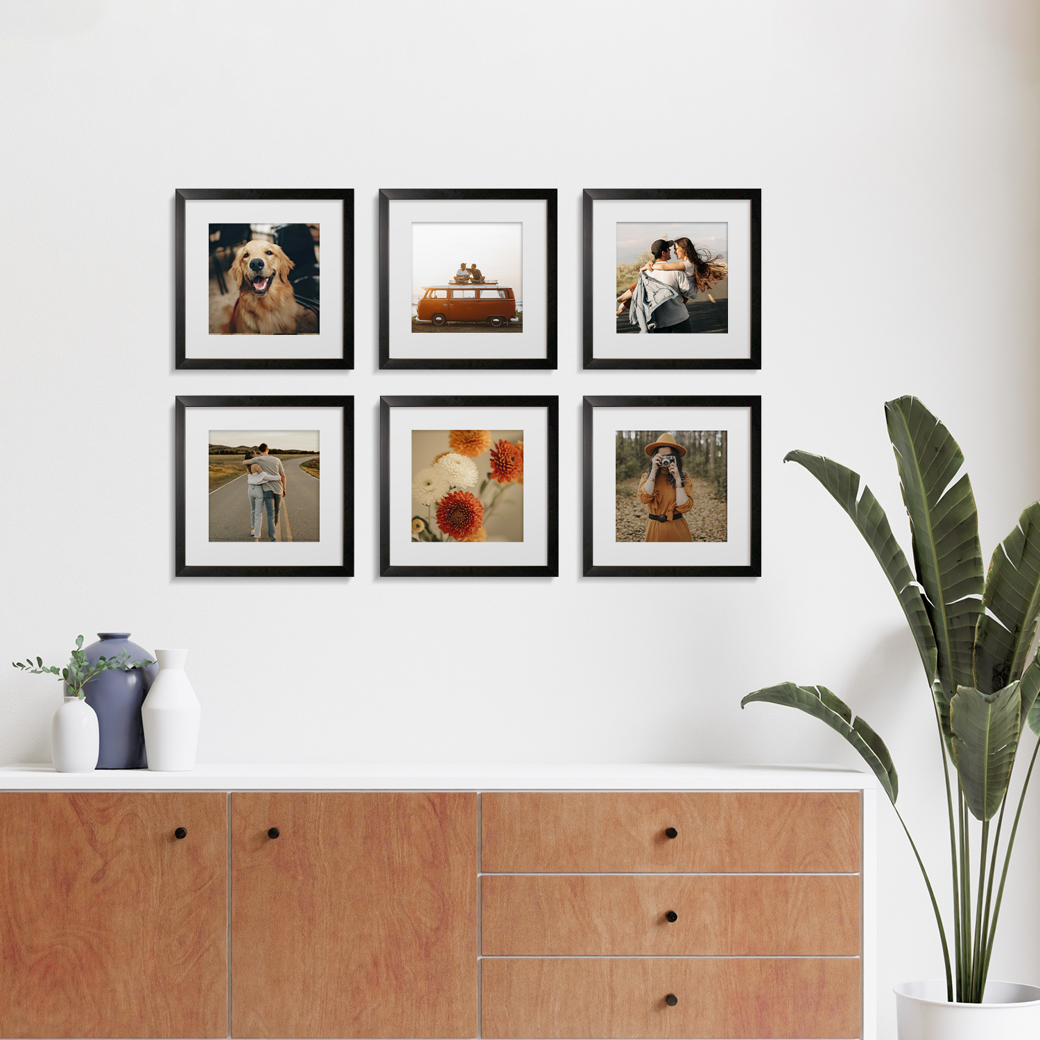 Foto 5 | Set de 6 Marcos para Fotografías Paspartú Frames Marco Negro con Cristal