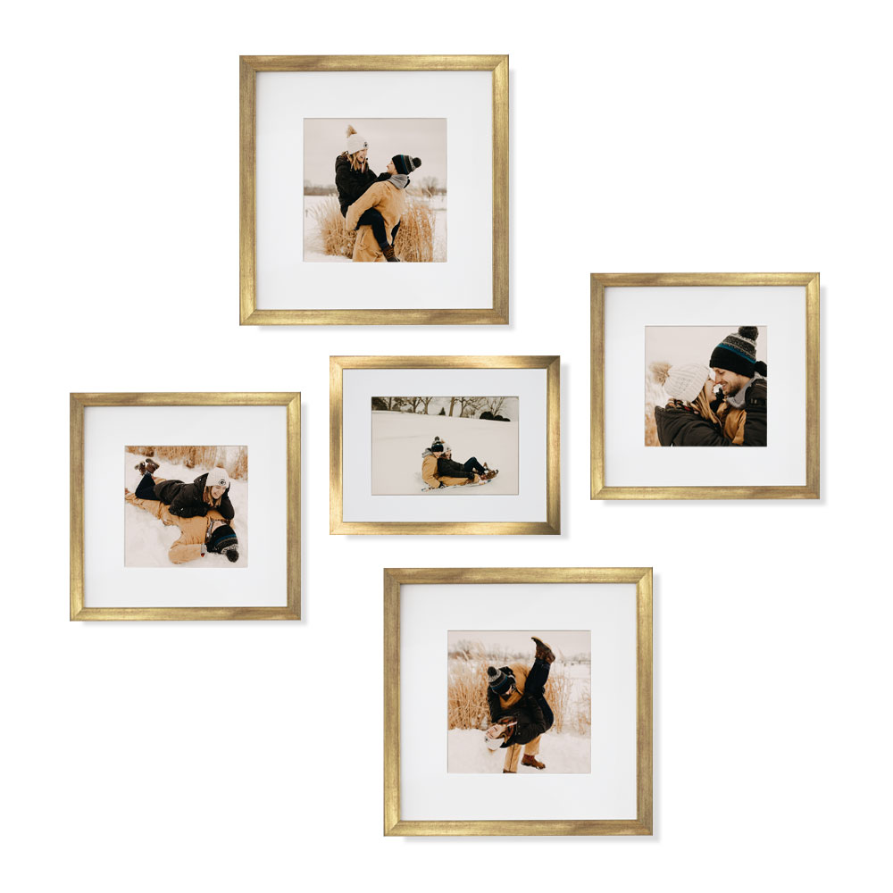 Foto 2 pulgar | Set de 5 Marcos para Fotografías Paspartú Frames Marco Dorado con Cristal
