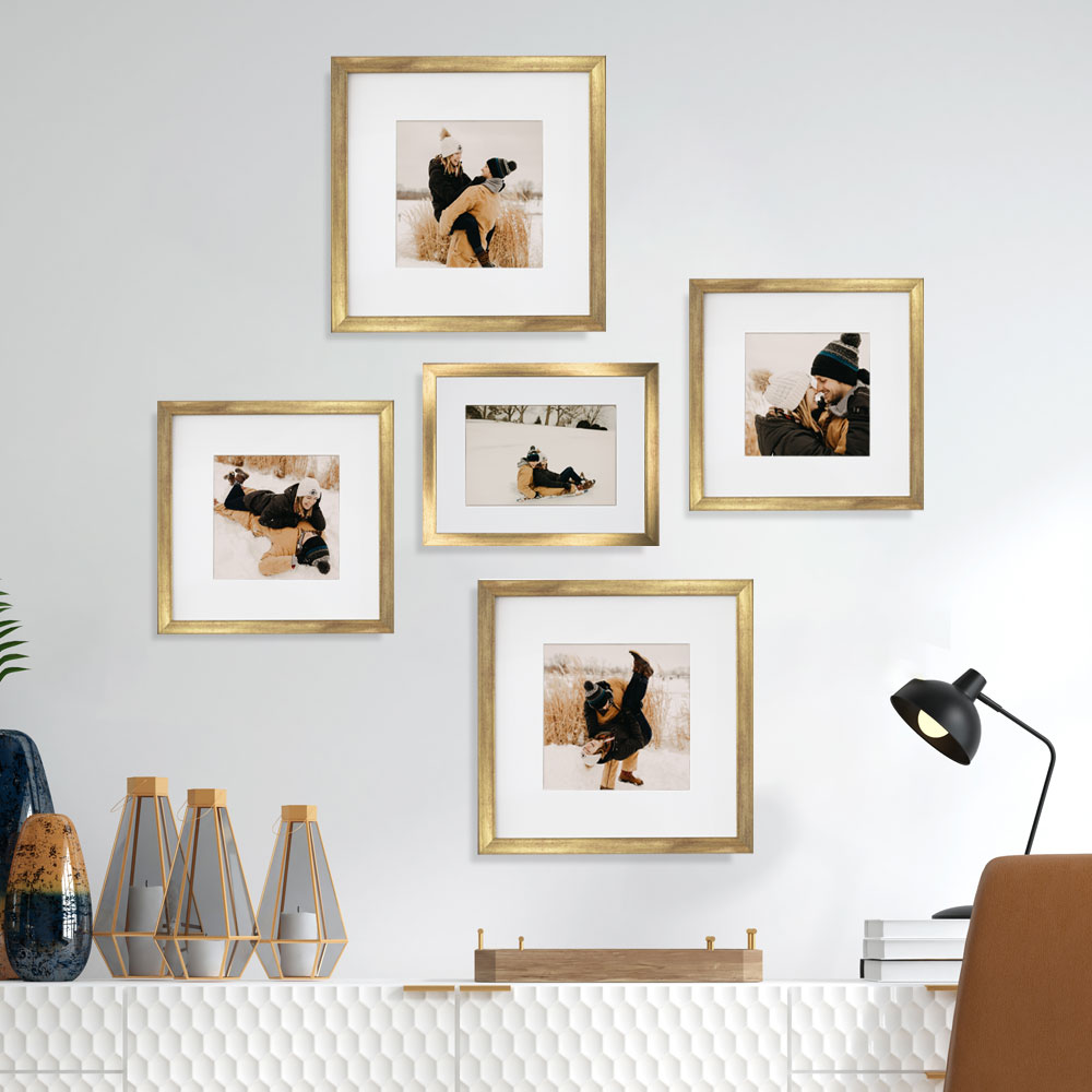 Foto 2 | Set de 5 Marcos para Fotografías Paspartú Frames Marco Dorado con Cristal
