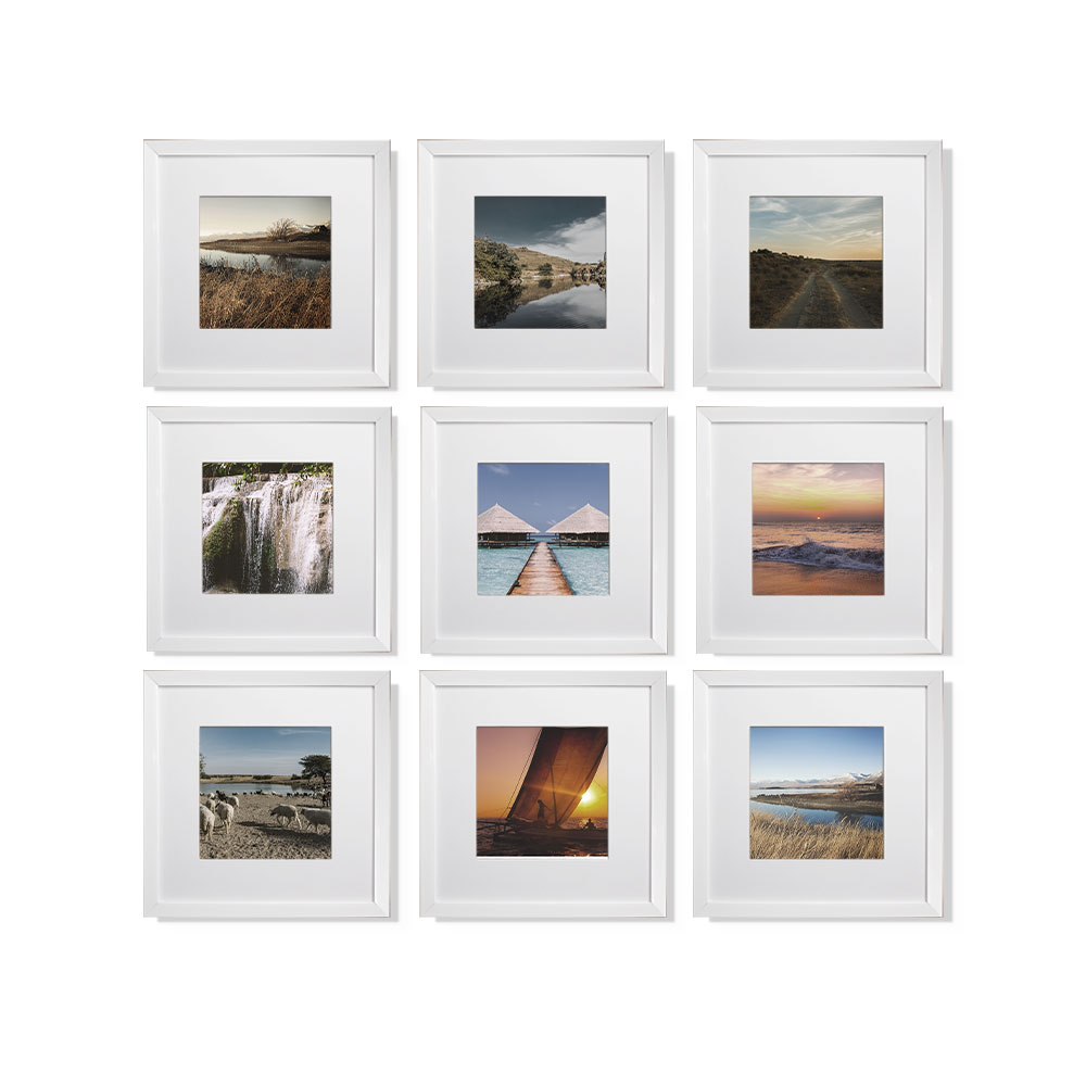 Foto 2 pulgar | Set de 9 Marcos para Fotografías Paspartú Frames Marco Blanco con Cristal