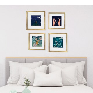 Foto 2 | Set de 4 Marcos para Fotografías Paspartú Frames Marco Dorado con Cristal