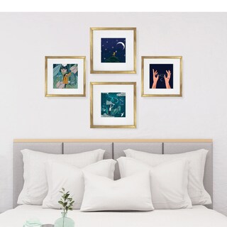 Foto 3 | Set de 4 Marcos para Fotografías Paspartú Frames Marco Dorado con Cristal