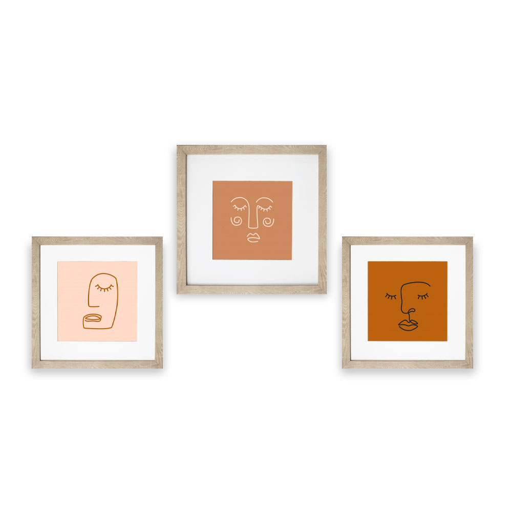 Foto 1 | Set de 3 Marcos para Fotografías Paspartú Frames Marco Color Maple Con Cristal