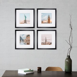 Foto 2 | Set de 4 Marcos para Fotografías Paspartú Frames Marco Negro con Cristal