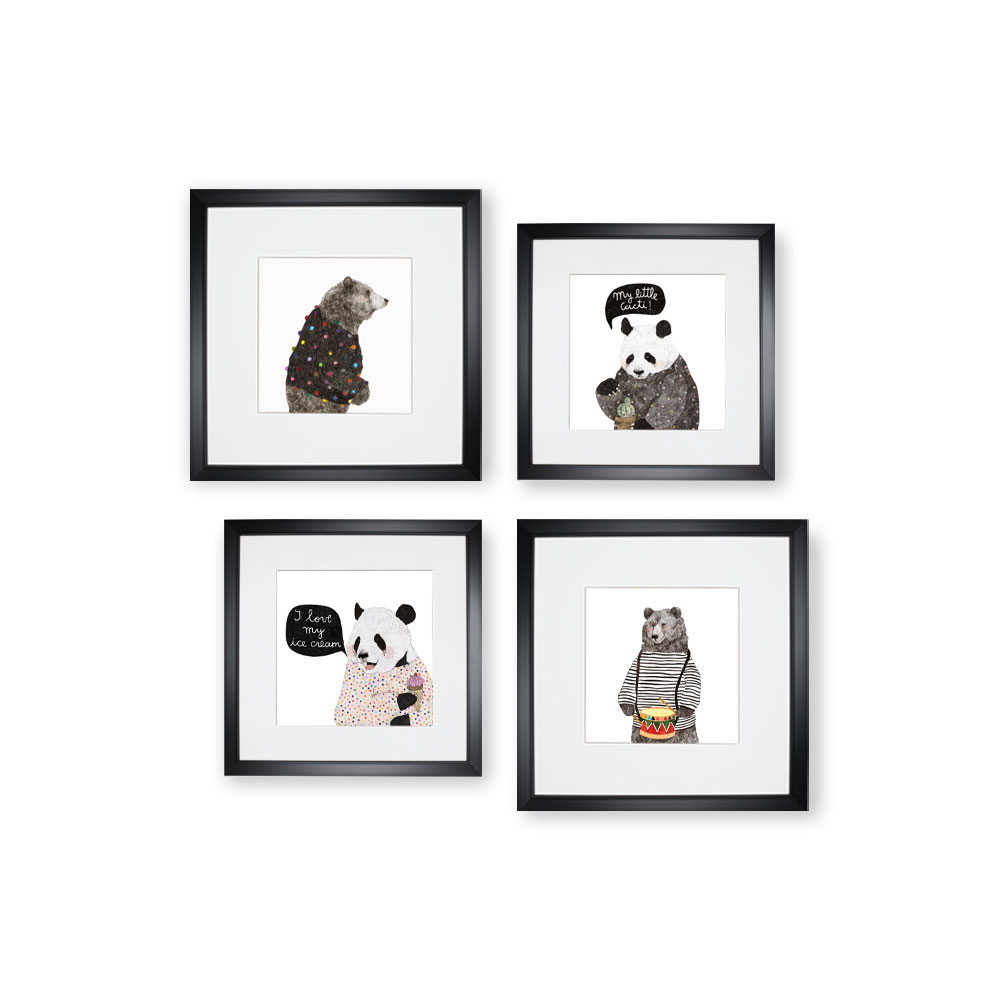 Foto 1 | Set de 4 Marcos para Fotografías Paspartú Frames Marco Negro con Cristal