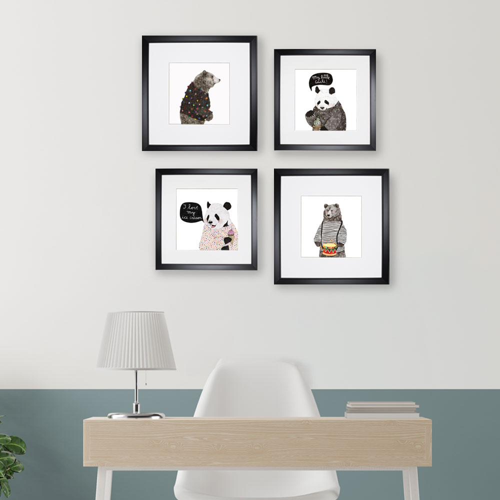 Foto 2 | Set de 4 Marcos para Fotografías Paspartú Frames Marco Negro con Cristal
