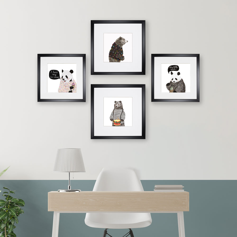 Foto 4 pulgar | Set de 4 Marcos para Fotografías Paspartú Frames Marco Negro con Cristal