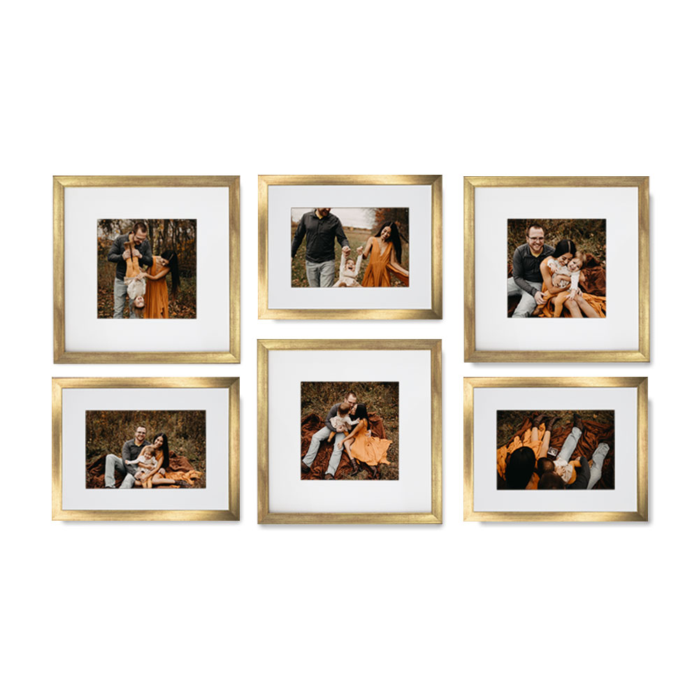 Foto 1 | Set de 6 Marcos para Fotografías Paspartú Frames Marco Dorado con Cristal