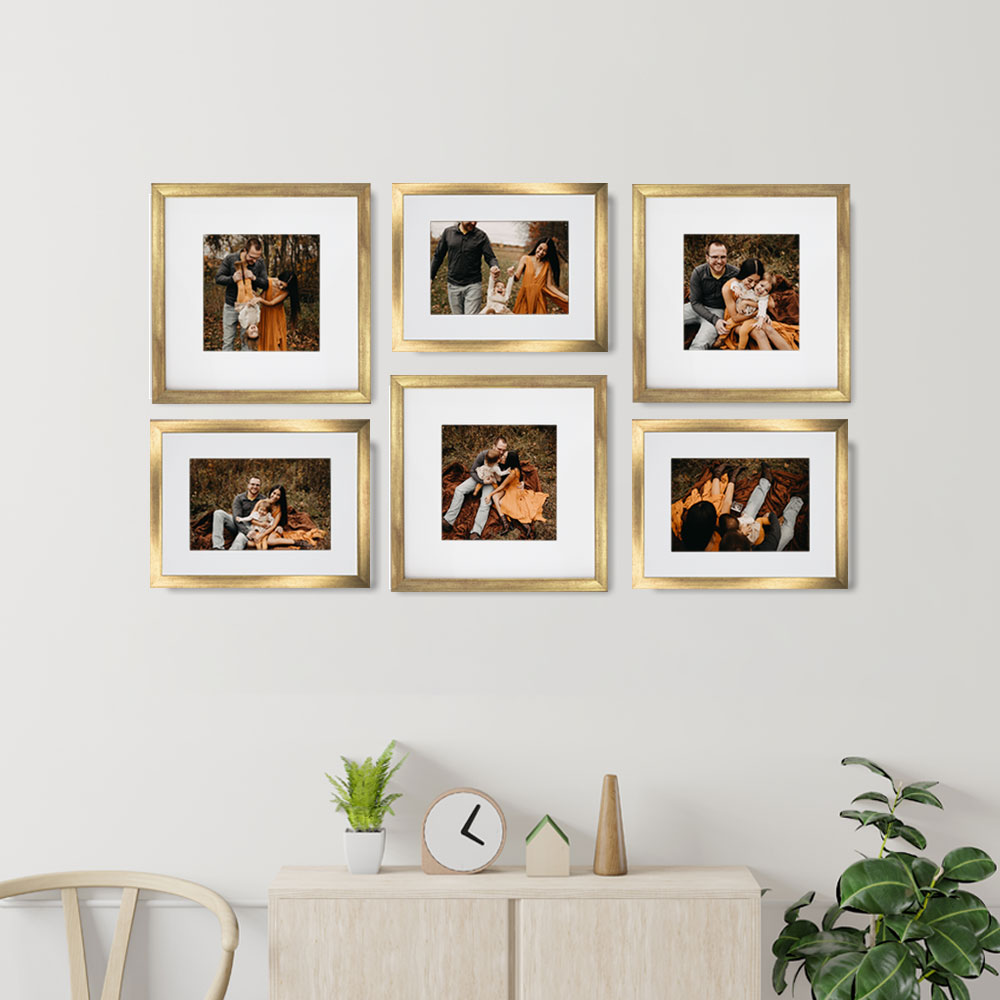 Foto 4 pulgar | Set de 6 Marcos para Fotografías Paspartú Frames Marco Dorado con Cristal