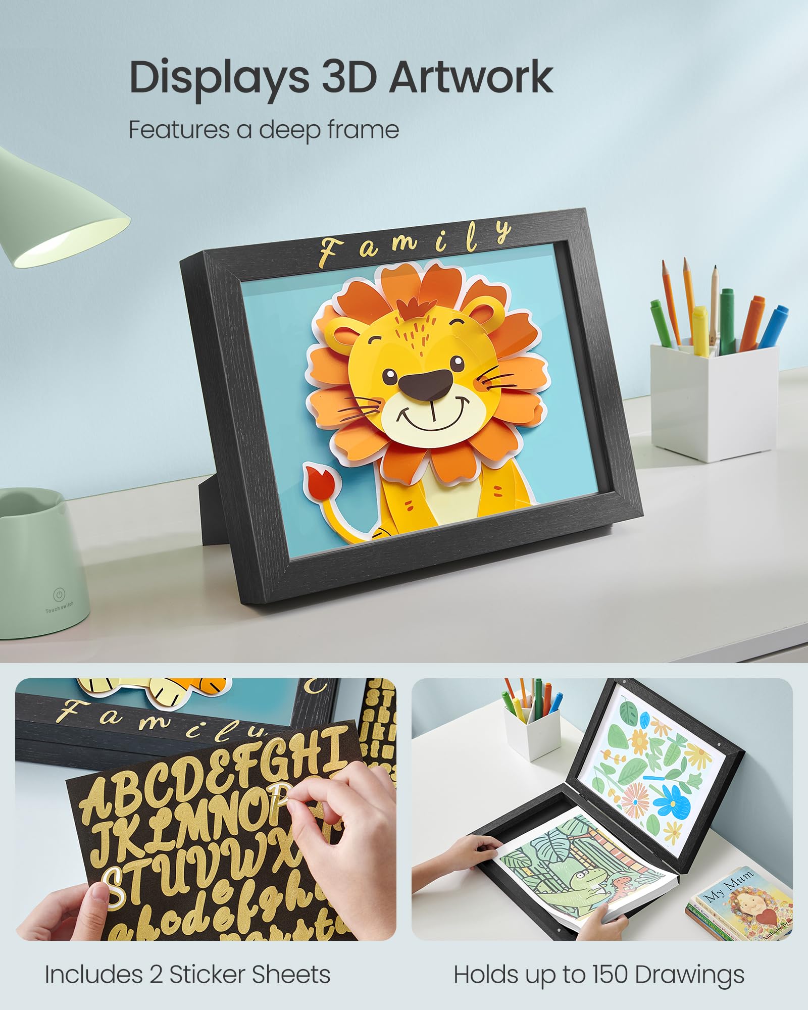Foto 3 | Marco De Arte Infantil Songmics A4 De 8,5 X 11 Cm Con Capacidad Para 150 Dibujos - Venta Internacional.