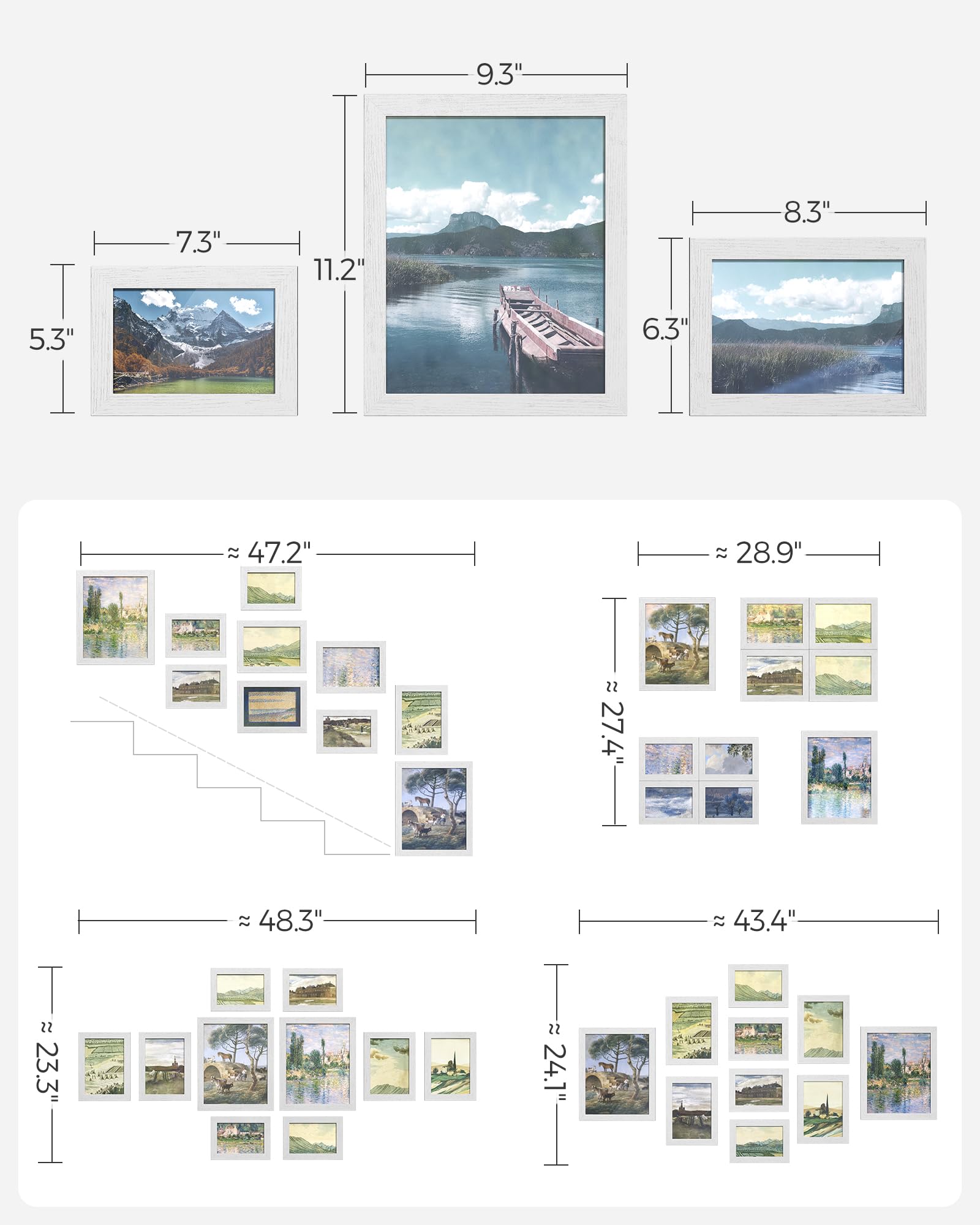 Foto 5 | Set De 10 Marcos De Fotos Songmics, Cristal Blanco Nube - Venta Internacional.