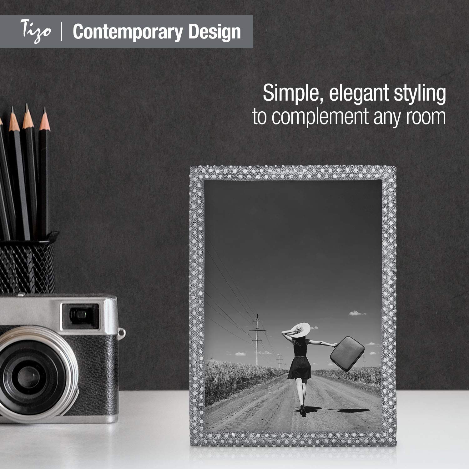 Foto 5 | Marco De Fotos Tizo Design, Metal Con Joyas Y Cristal, 4 X 6 Pulgadas, Dorado - Venta Internacional.
