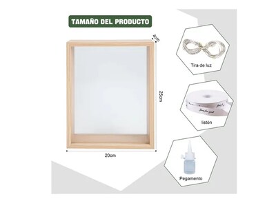 Foto 2 | Xtellar Marco De Fotos De Madera De Doble Cara, Ilumina Tus Recuerdos, 25x25 Cm