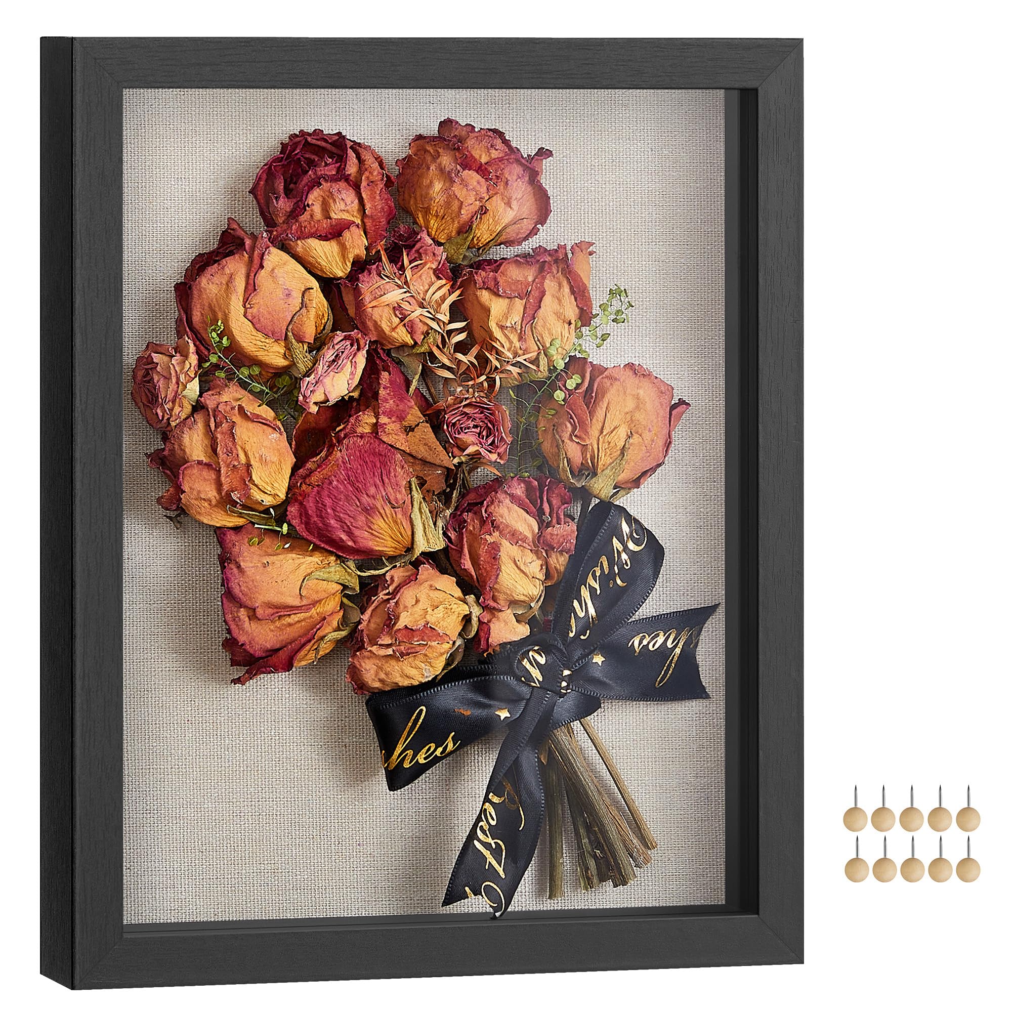 Foto 1 | Marco de Fotos Songmics Negro 38 x 30.3 cm con 10 Alfileres y Panel de Cristal