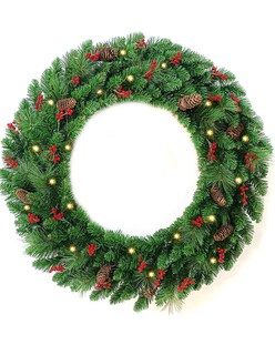 Foto 1 | Corona De Navidad 80 Cm Con Luces Led Con Cerezas Y Piñas Artego