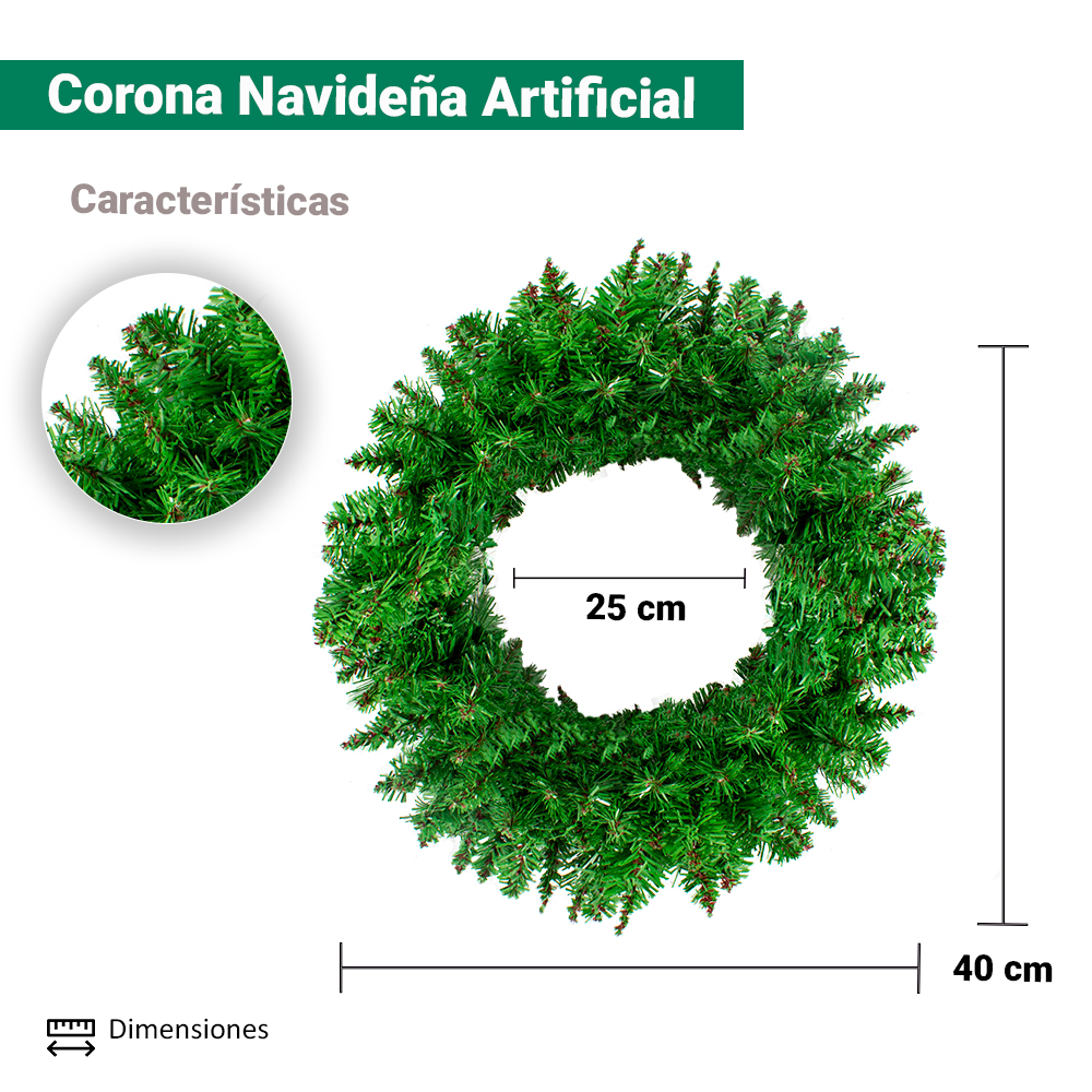 Foto 2 | Corona Navideña Importadora La Merced ZG-H40J Verde Claro Adorno 40 CM de Diámetro
