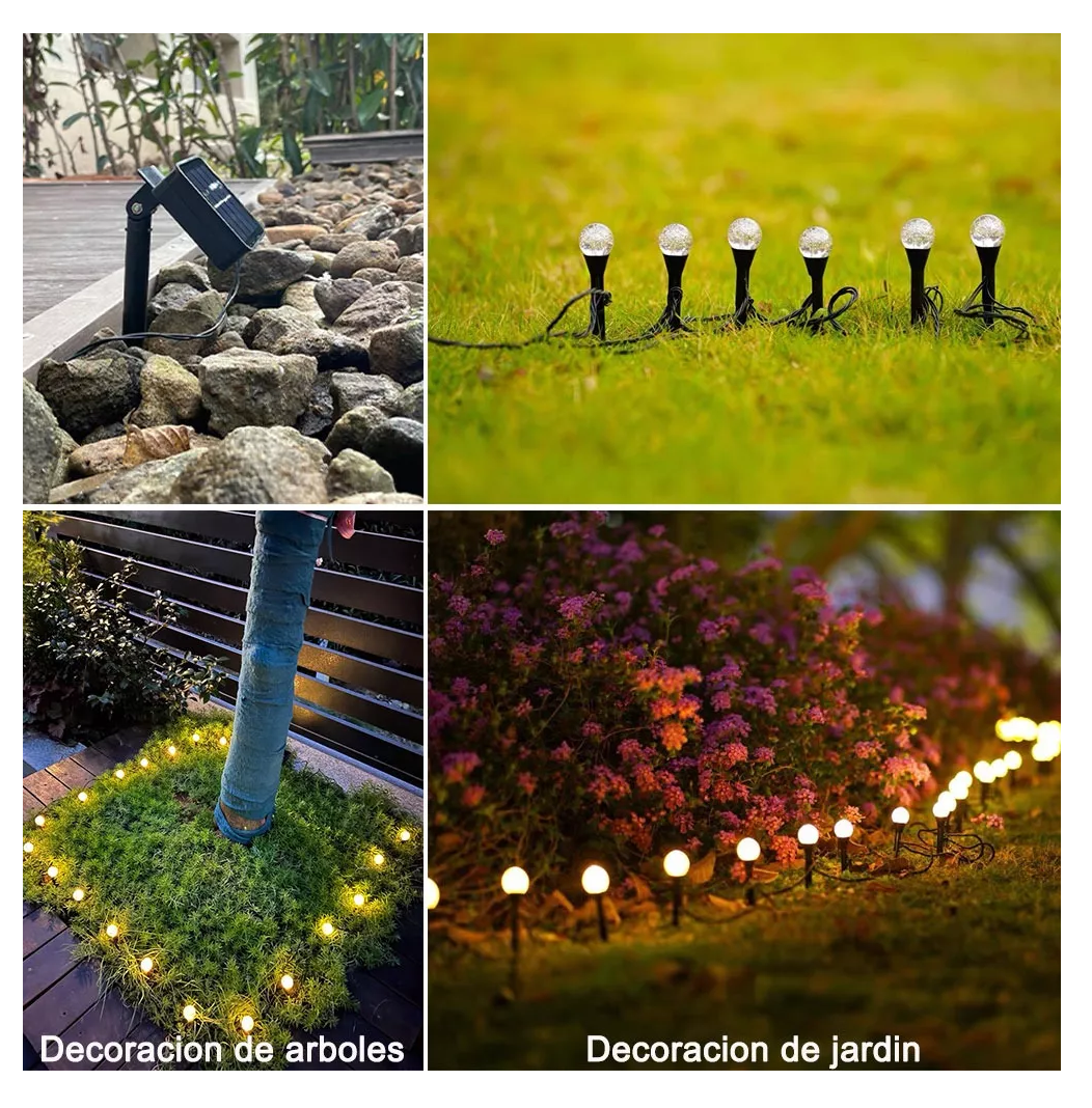 Foto 4 pulgar | Guirnalda De Luces Solar 9.5m 30 Foco Exterior Jardin 8modos Blanco Calido