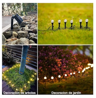 Foto 3 | Guirnalda De Luces Solar 9.5m 30 Foco Exterior Jardin 8modos Blanco Calido