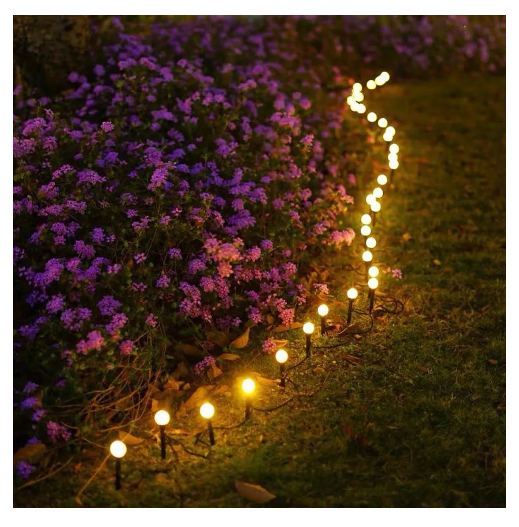 Foto 5 pulgar | Guirnalda De Luces Solar 9.5m 30 Foco Exterior Jardin 8modos Blanco Calido
