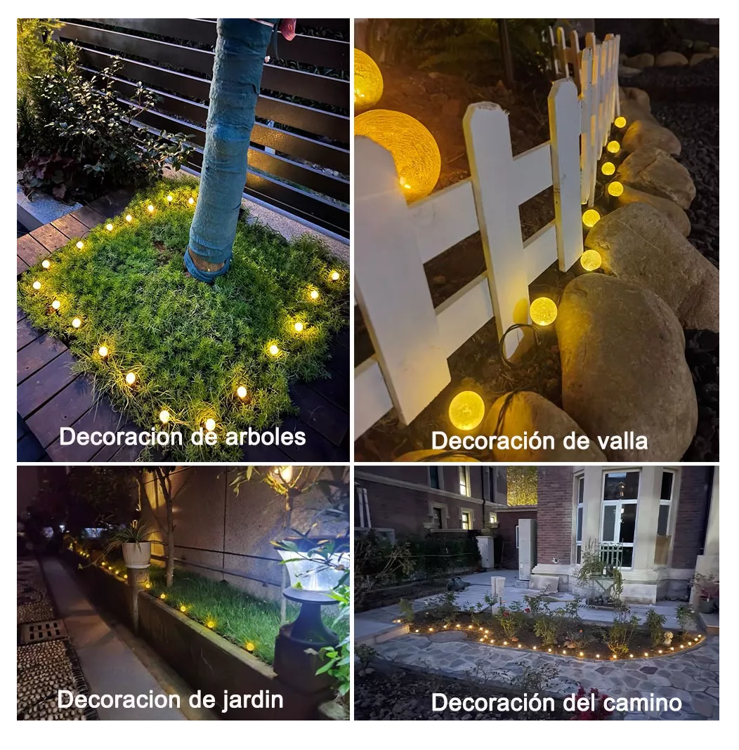Foto 6 pulgar | Guirnalda De Luces Solar 9.5m 30 Foco Exterior Jardin 8modos Blanco Calido
