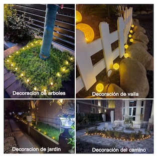 Foto 5 | Guirnalda De Luces Solar 9.5m 30 Foco Exterior Jardin 8modos Blanco Calido