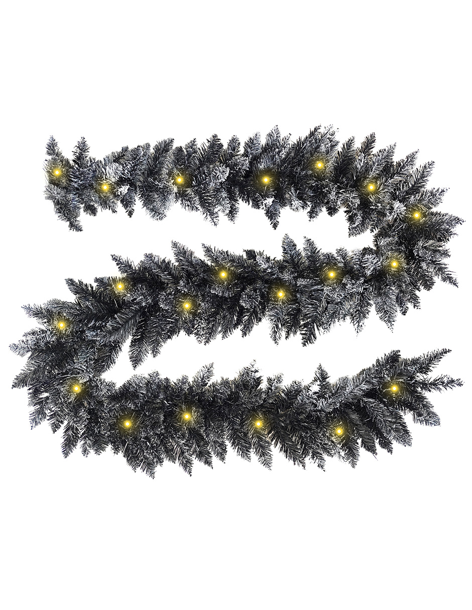 Guirnalda De Navidad Shadow Decorativa Navideña 270cm Con Luces Led Semi Nevada Color Negro Natural Decoración Realista