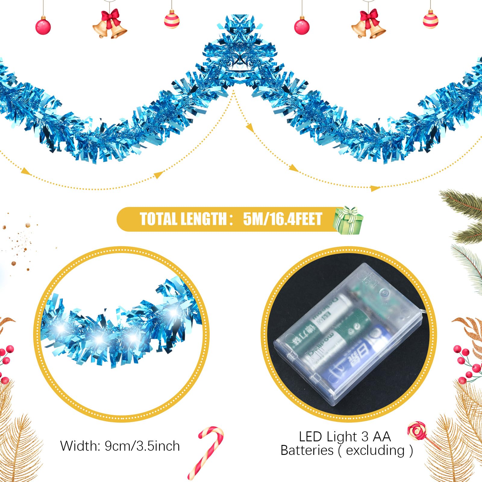 Foto 4 | Guirnalda De Árbol De Navidad Kingdder Prelit Con Luces - Venta Internacional.