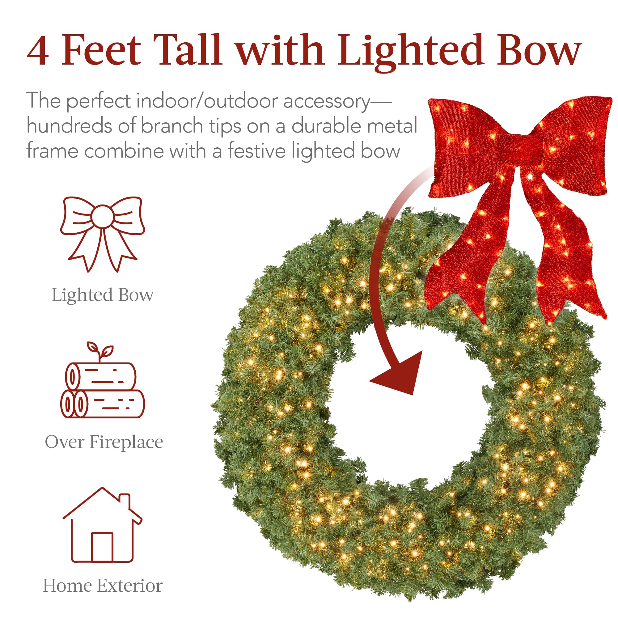 Foto 4 pulgar | Corona De Navidad Best Choice Products De 122 Cm Con 250 Luces Led - Venta Internacional.