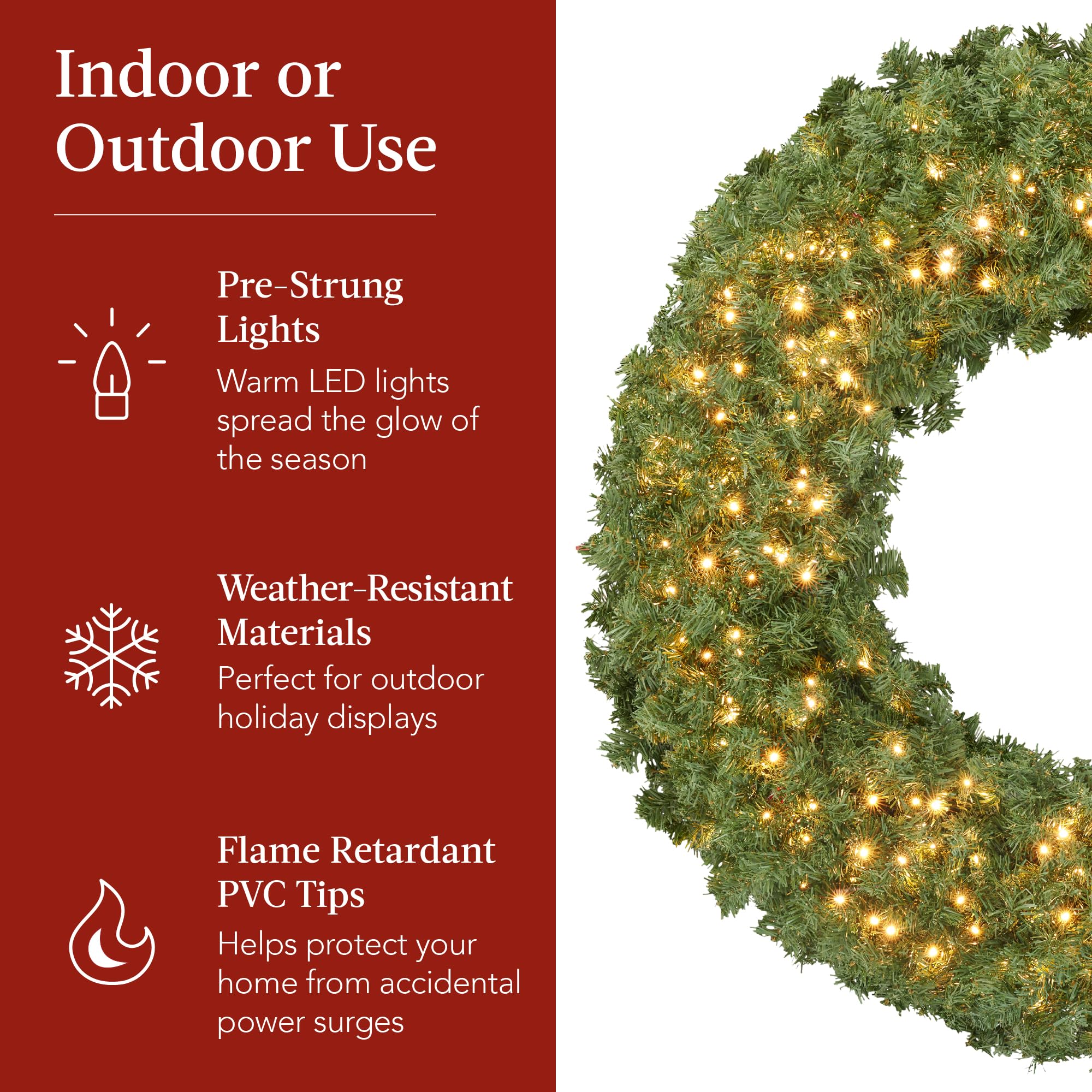 Foto 6 pulgar | Corona De Navidad Best Choice Products De 122 Cm Con 250 Luces Led - Venta Internacional.