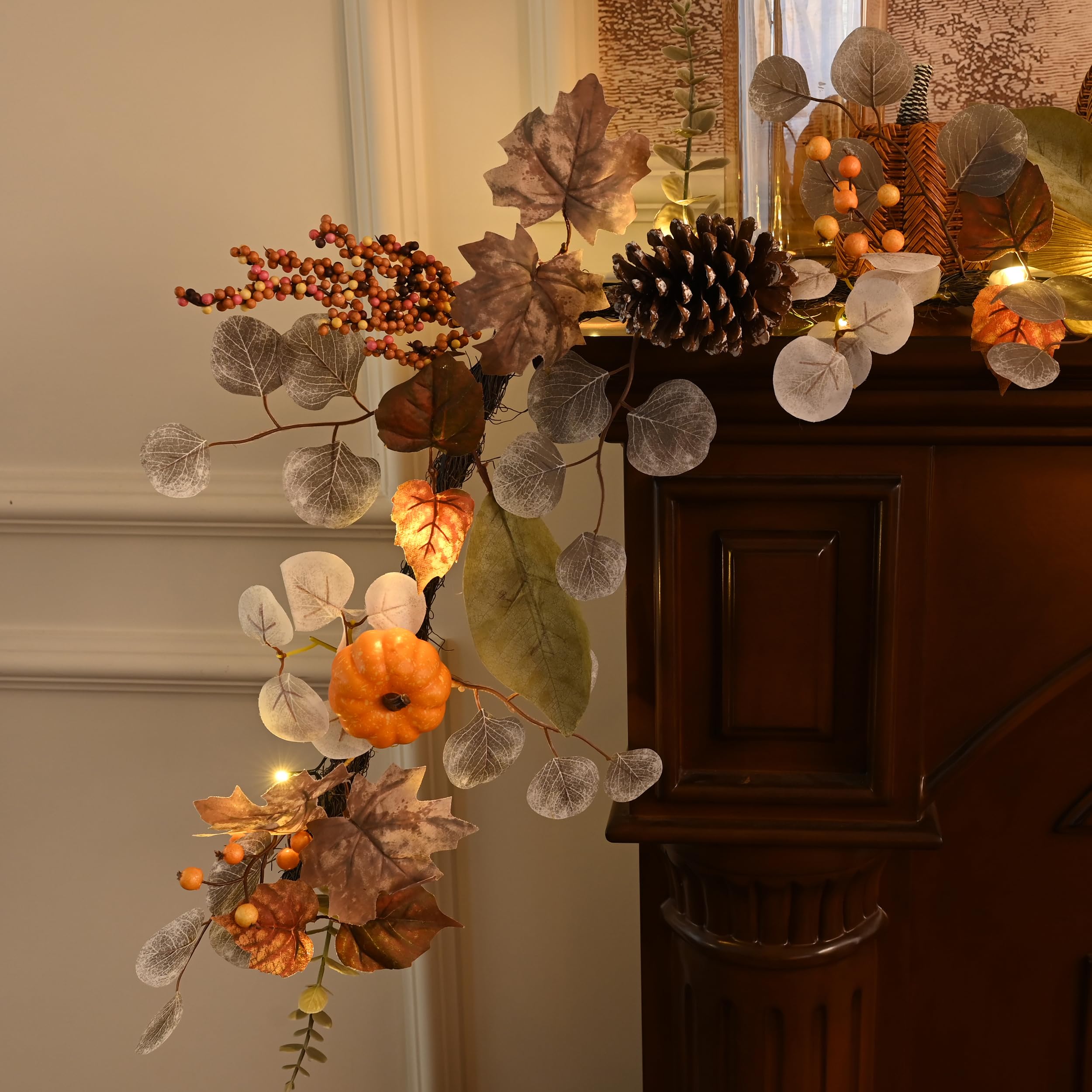Foto 5 | Guirnalda Otoñal De Halloween Valery Madelyn De 6 Pies Con Luces En Forma De Calabaza - Venta Internacional.