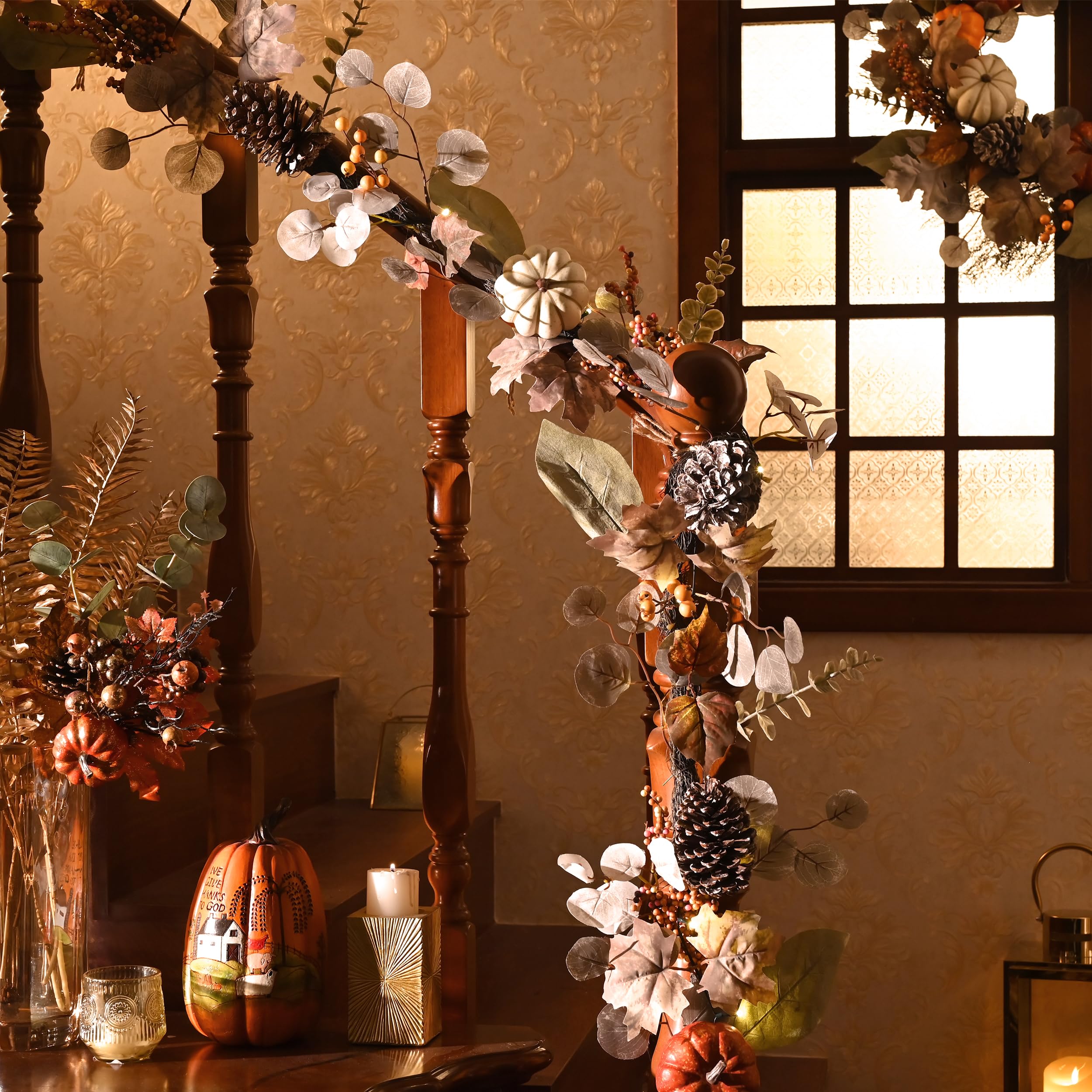 Foto 6 | Guirnalda Otoñal De Halloween Valery Madelyn De 6 Pies Con Luces En Forma De Calabaza - Venta Internacional.