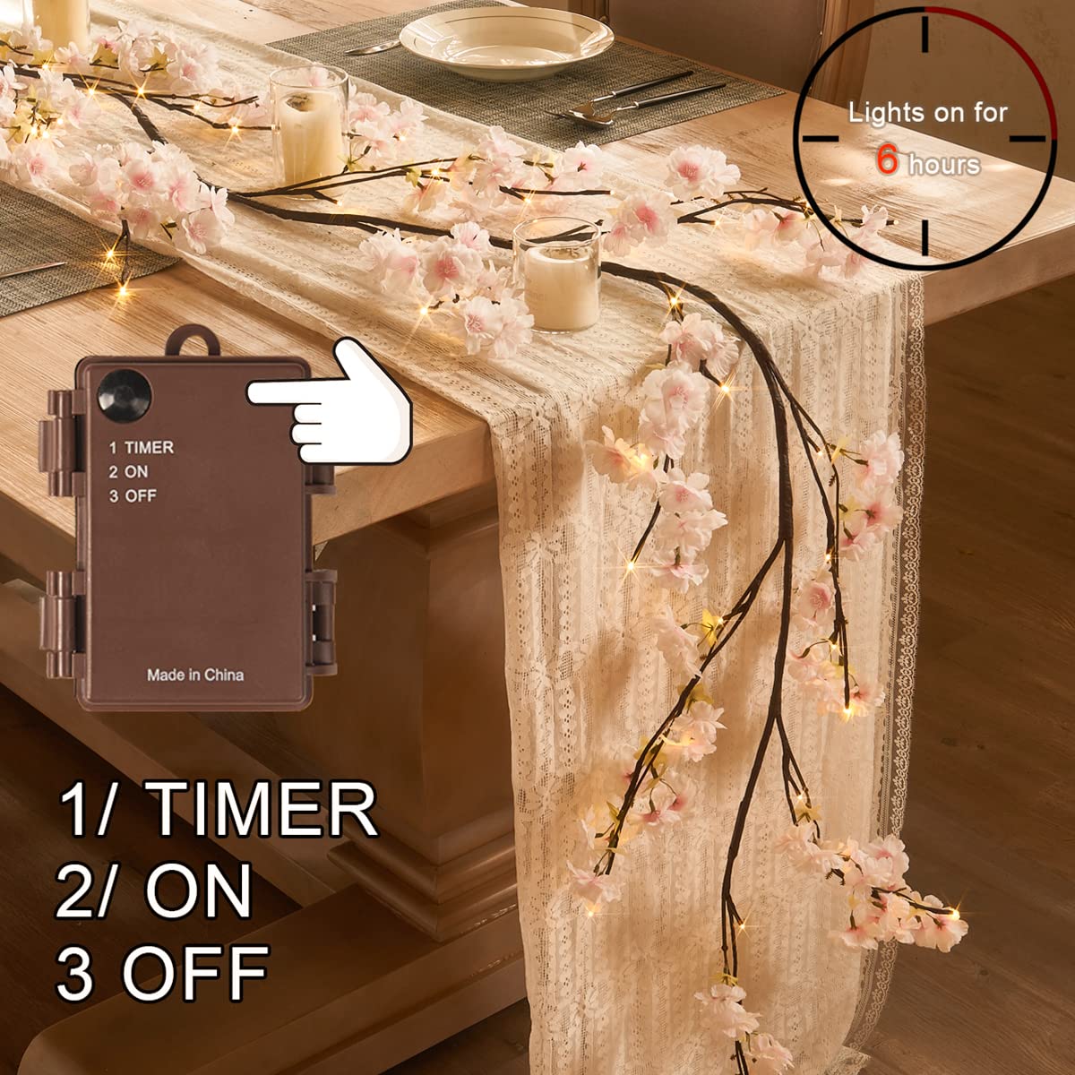 Foto 3 pulgar | Garland Fudios Spring Cherry Blossom Iluminada, 1,8 M, Con 96 Led - Venta Internacional.