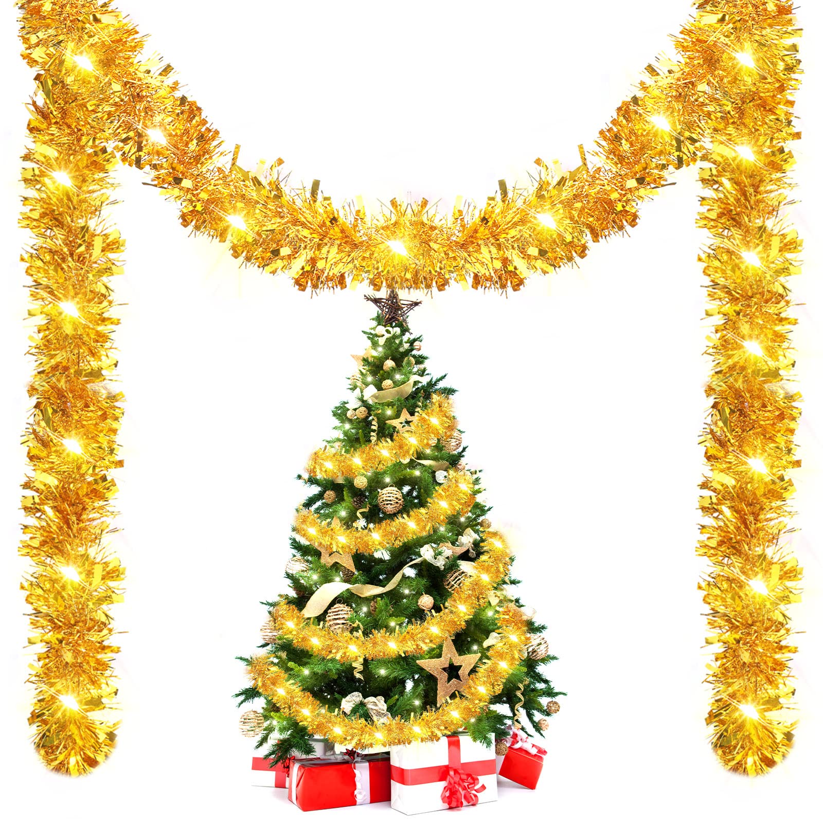 Guirnalda Con Diseño De Árbol De Navidad, Diseño Kingdder, Preiluminada, Con Luces, 5 M - Venta Internacional.