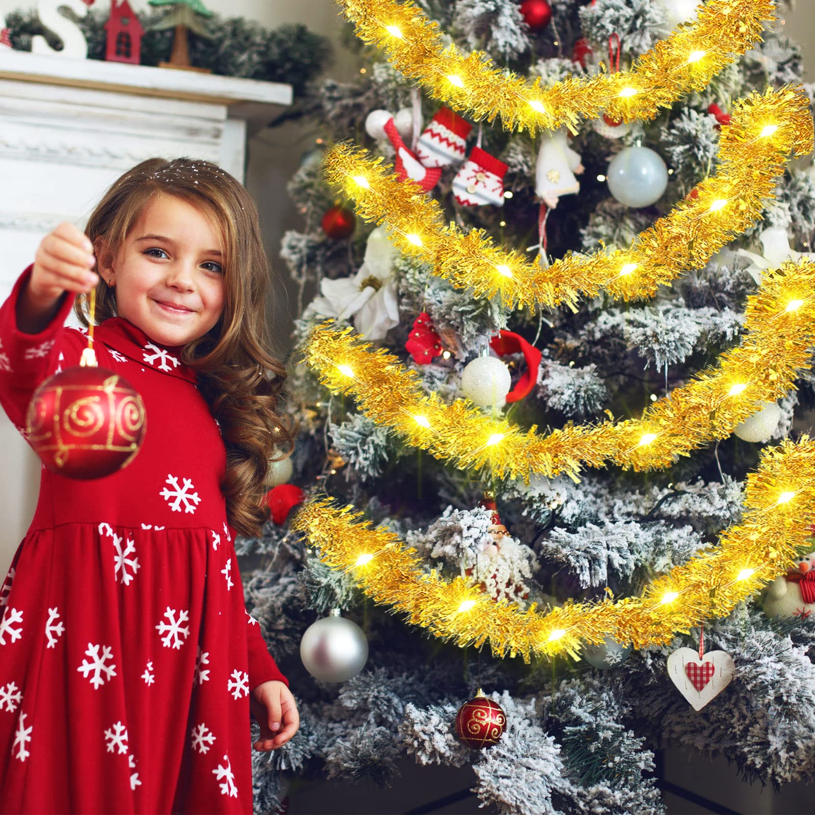 Foto 5 | Guirnalda Con Diseño De Árbol De Navidad, Diseño Kingdder, Preiluminada, Con Luces, 5 M - Venta Internacional.