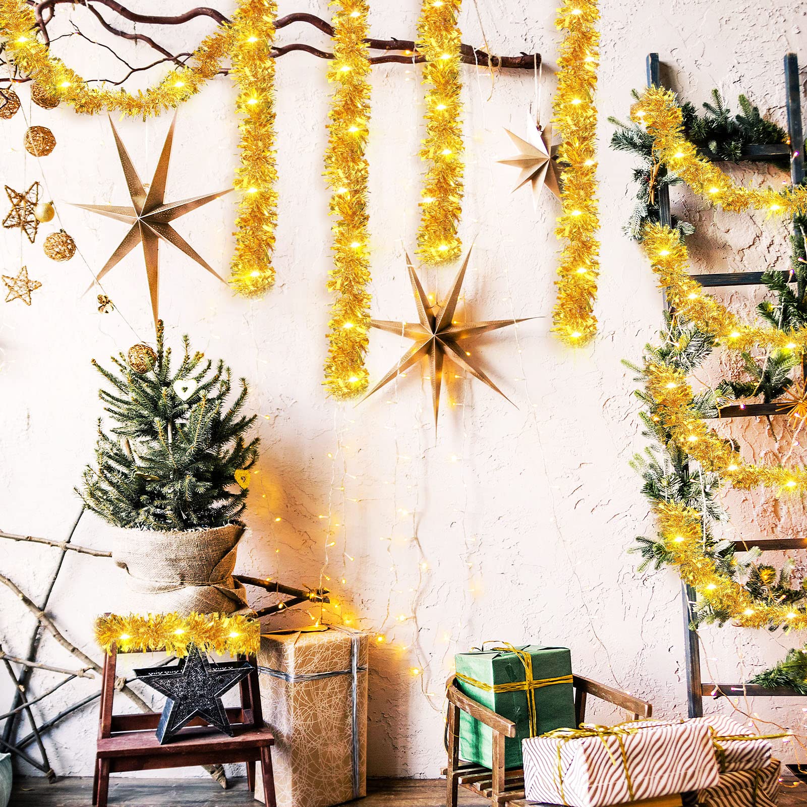 Foto 7 | Guirnalda Con Diseño De Árbol De Navidad, Diseño Kingdder, Preiluminada, Con Luces, 5 M - Venta Internacional.
