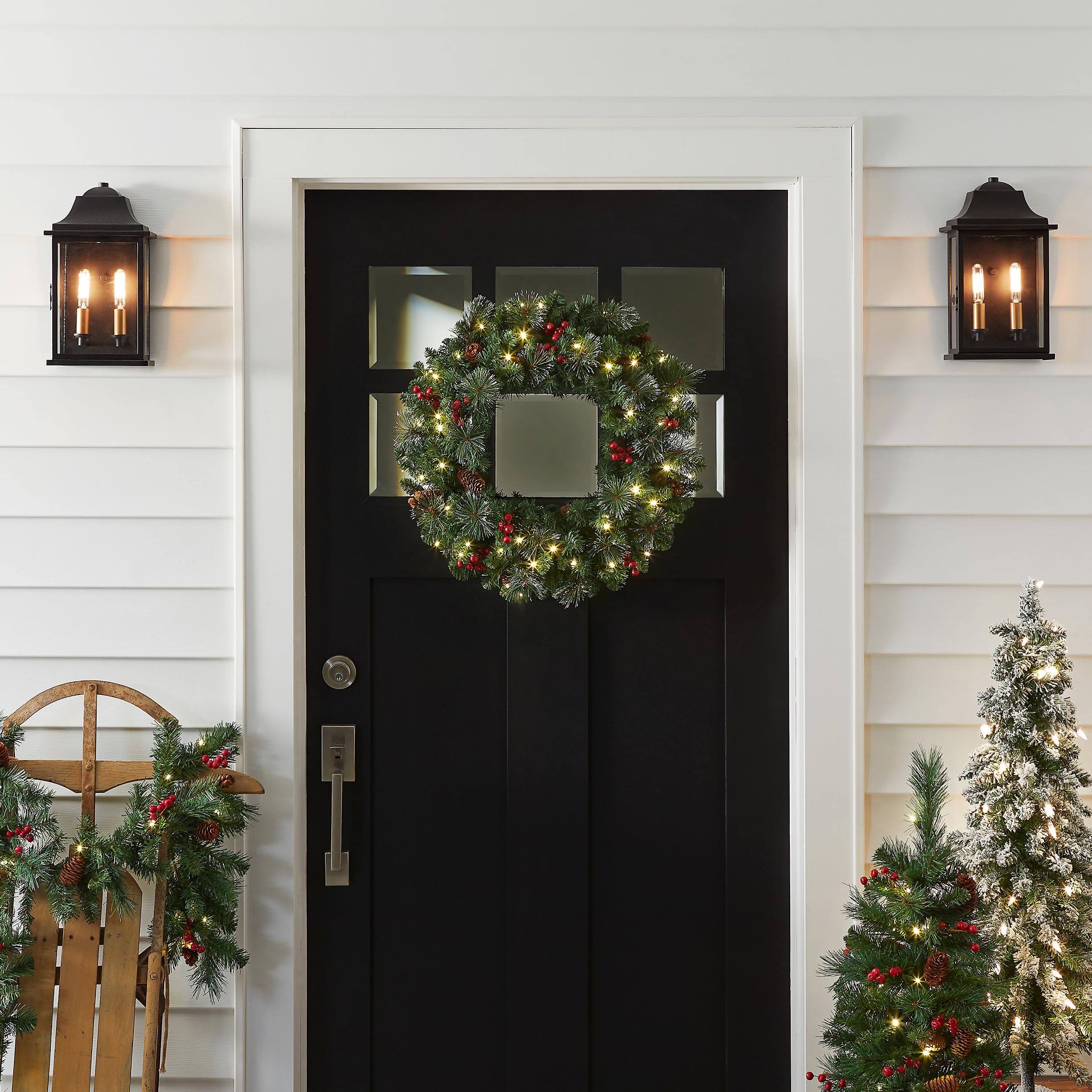 Foto 5 pulgar | Corona De Navidad National Tree Company Crestwood Spruce 24 Cm - Venta Internacional.