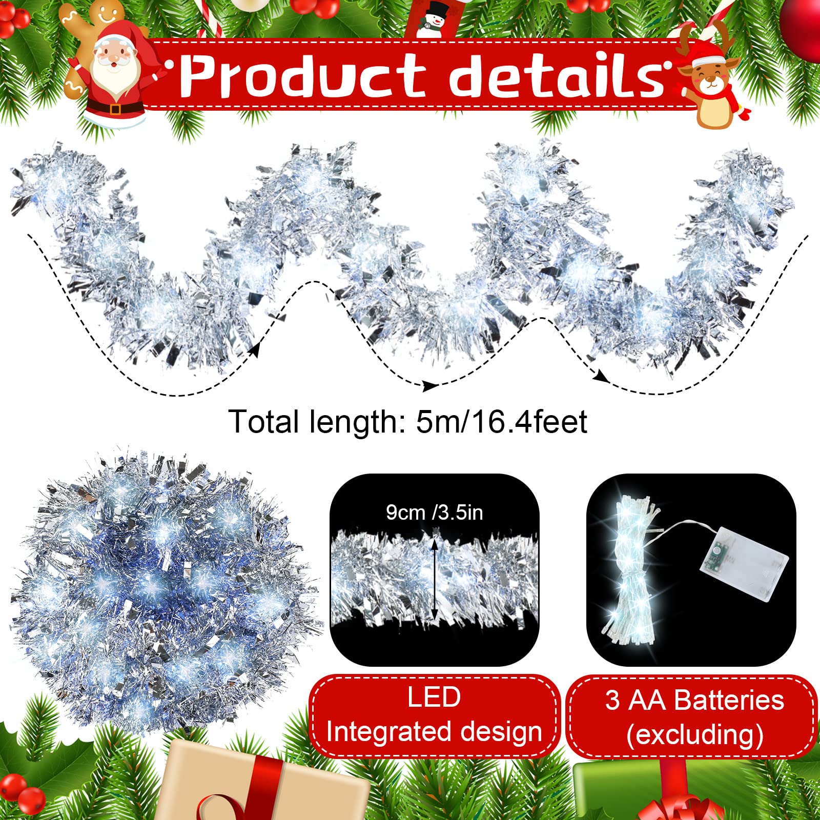 Foto 3 pulgar | Guirnalda De Árbol De Navidad Kingdder Prelit Con Luces - Venta Internacional.