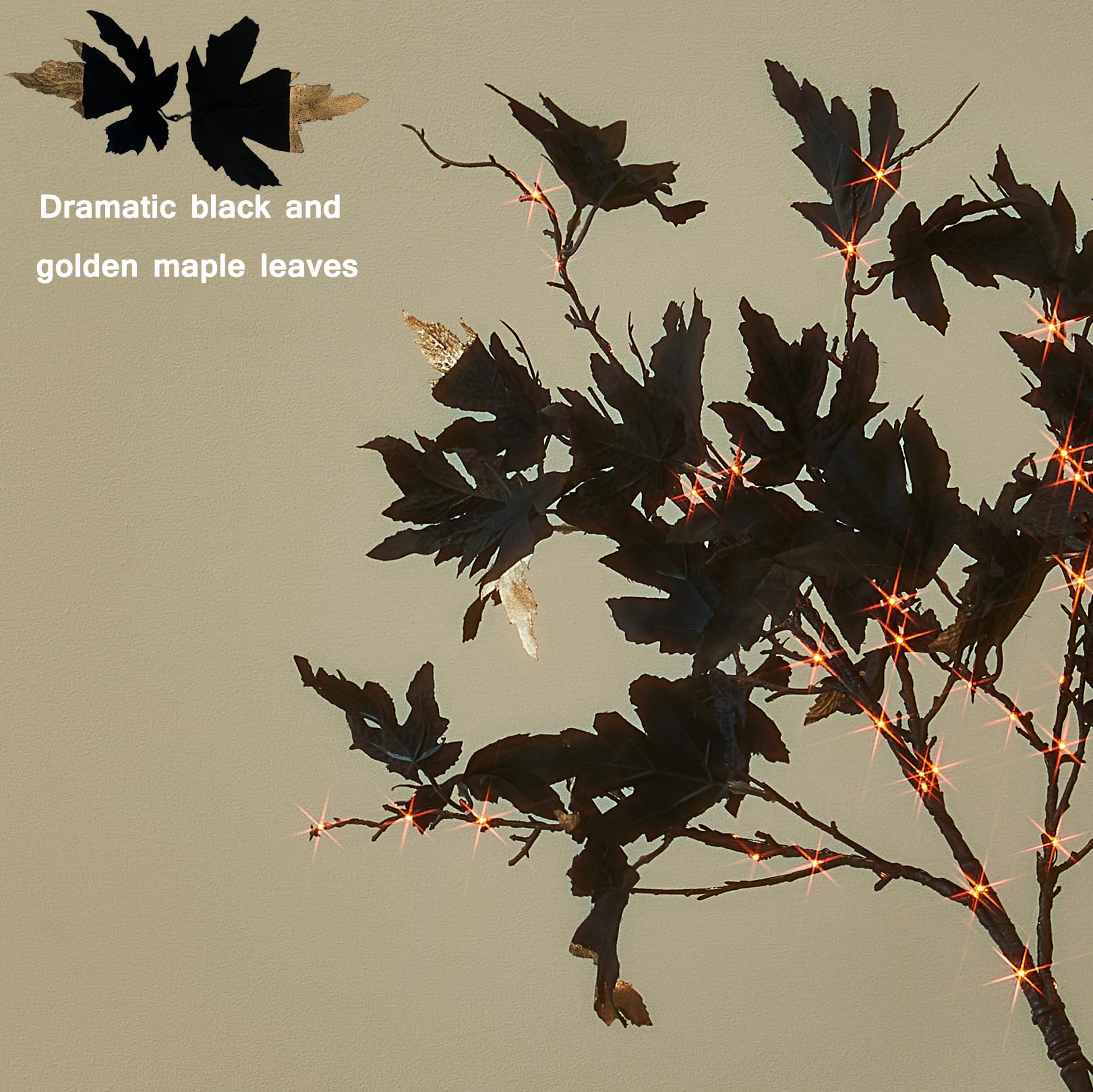 Foto 2 | Árbol De Halloween Hairui Con Ramas De Arce Negras Iluminadas, 32 Cm, 120 Led - Venta Internacional.