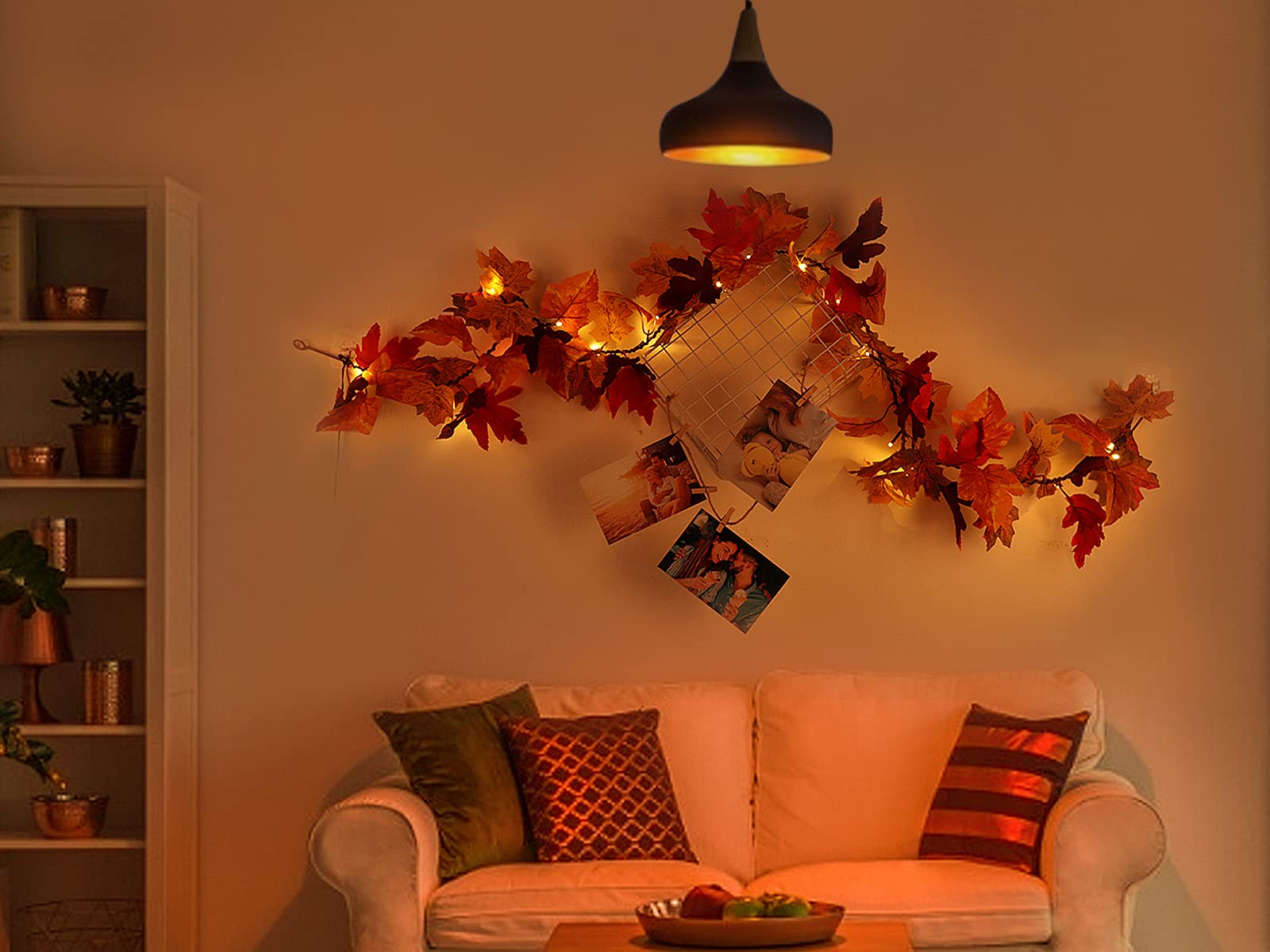 Foto 4 | Guirnalda De Otoño Recutms Con Hojas De Arce Con Luces, 1 Unidad, Roja, 1,7 M - Venta Internacional.