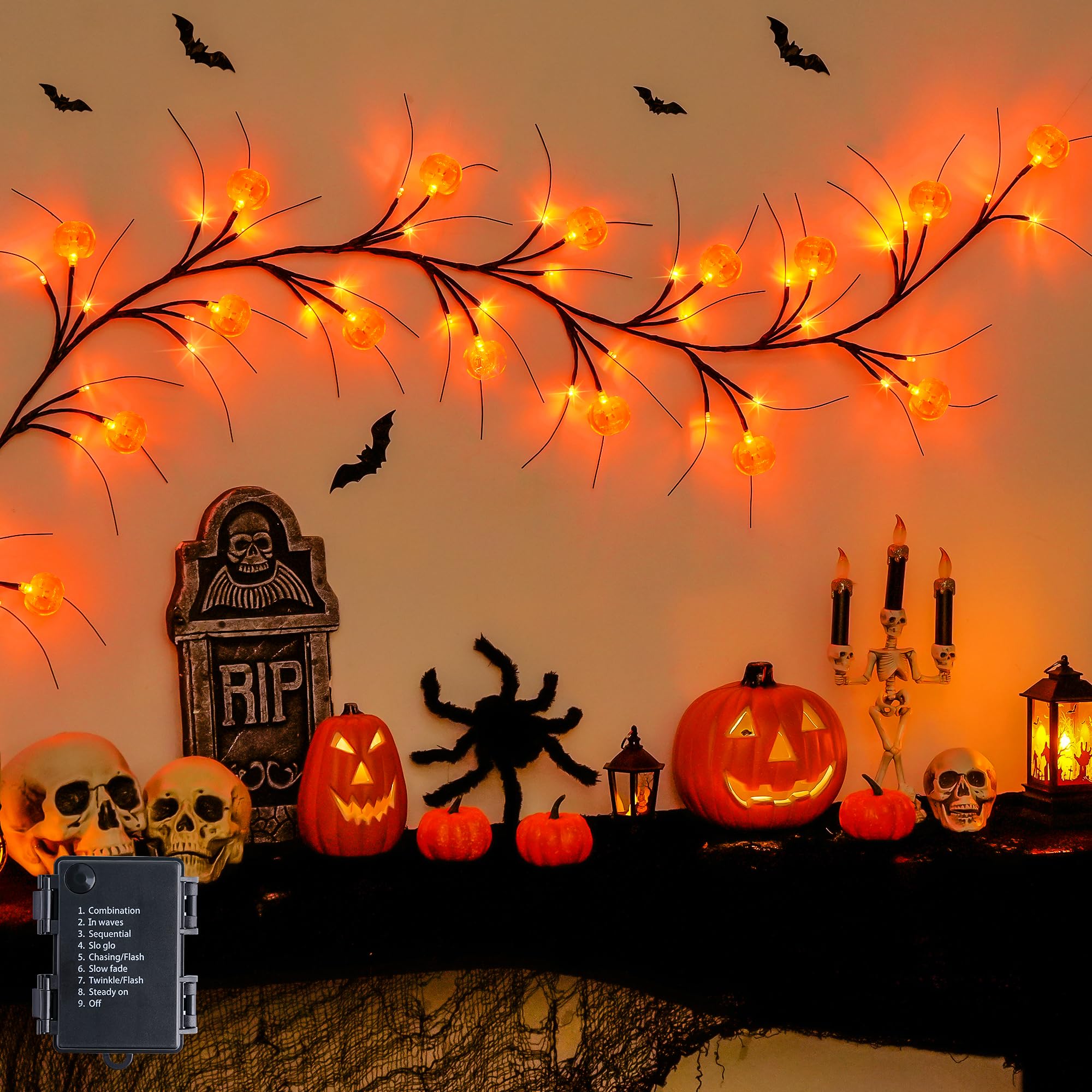 Foto 2 pulgar | Guirnalda De Halloween Jmexsuss Willow Luces De 6 Pies Con 8 Modos - Venta Internacional.