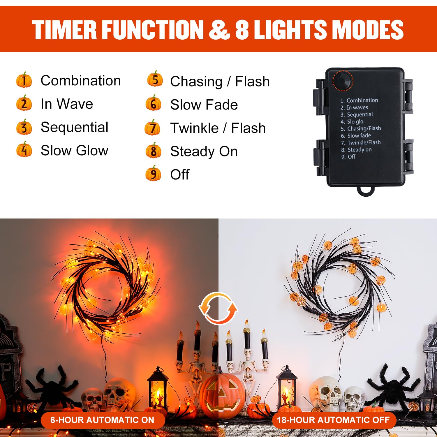 Foto 5 | Guirnalda De Halloween Jmexsuss Willow Luces De 6 Pies Con 8 Modos - Venta Internacional.