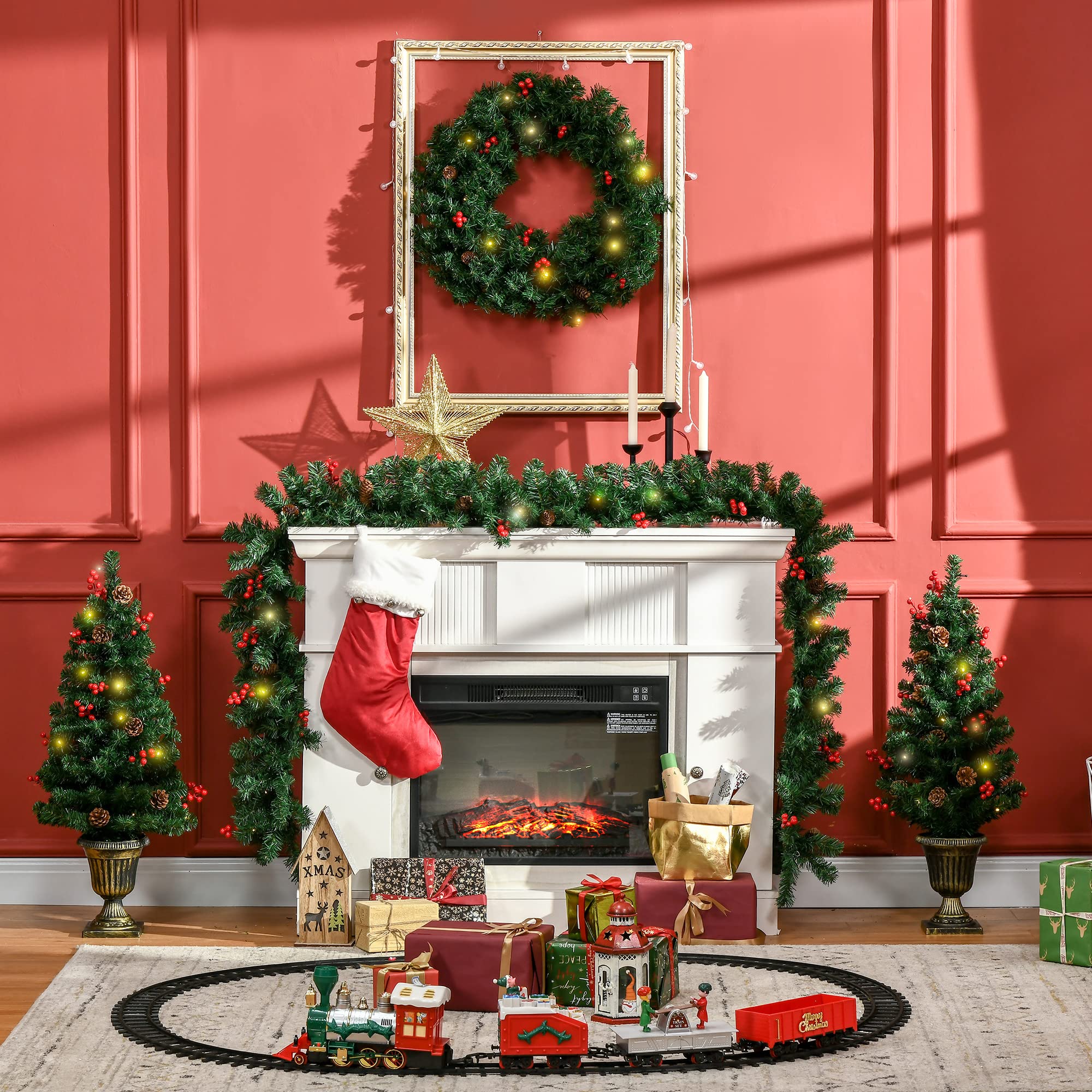 Foto 2 | Set De Decoración Navideña Homcom Prelit De 4 Piezas Con Luces Led - Venta Internacional.