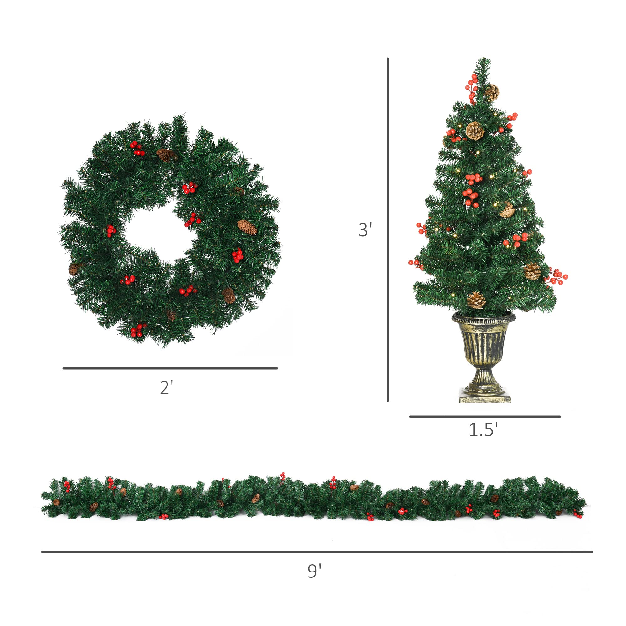 Foto 5 | Set De Decoración Navideña Homcom Prelit De 4 Piezas Con Luces Led - Venta Internacional.